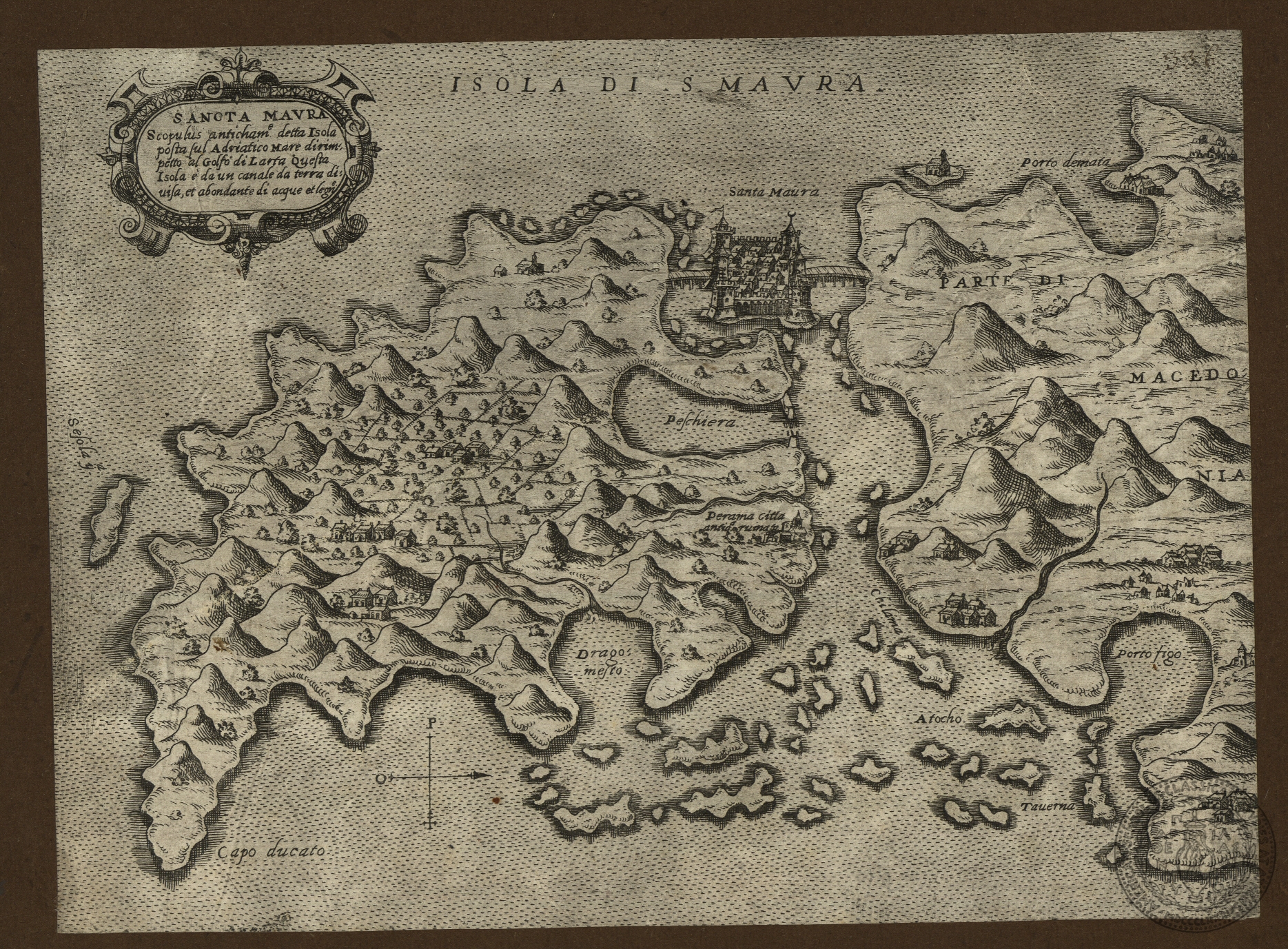 Sancta Maura scopulus anticham.e detta isola posta sul Adriatico mare derimpetto al Golfo di larta [sic]